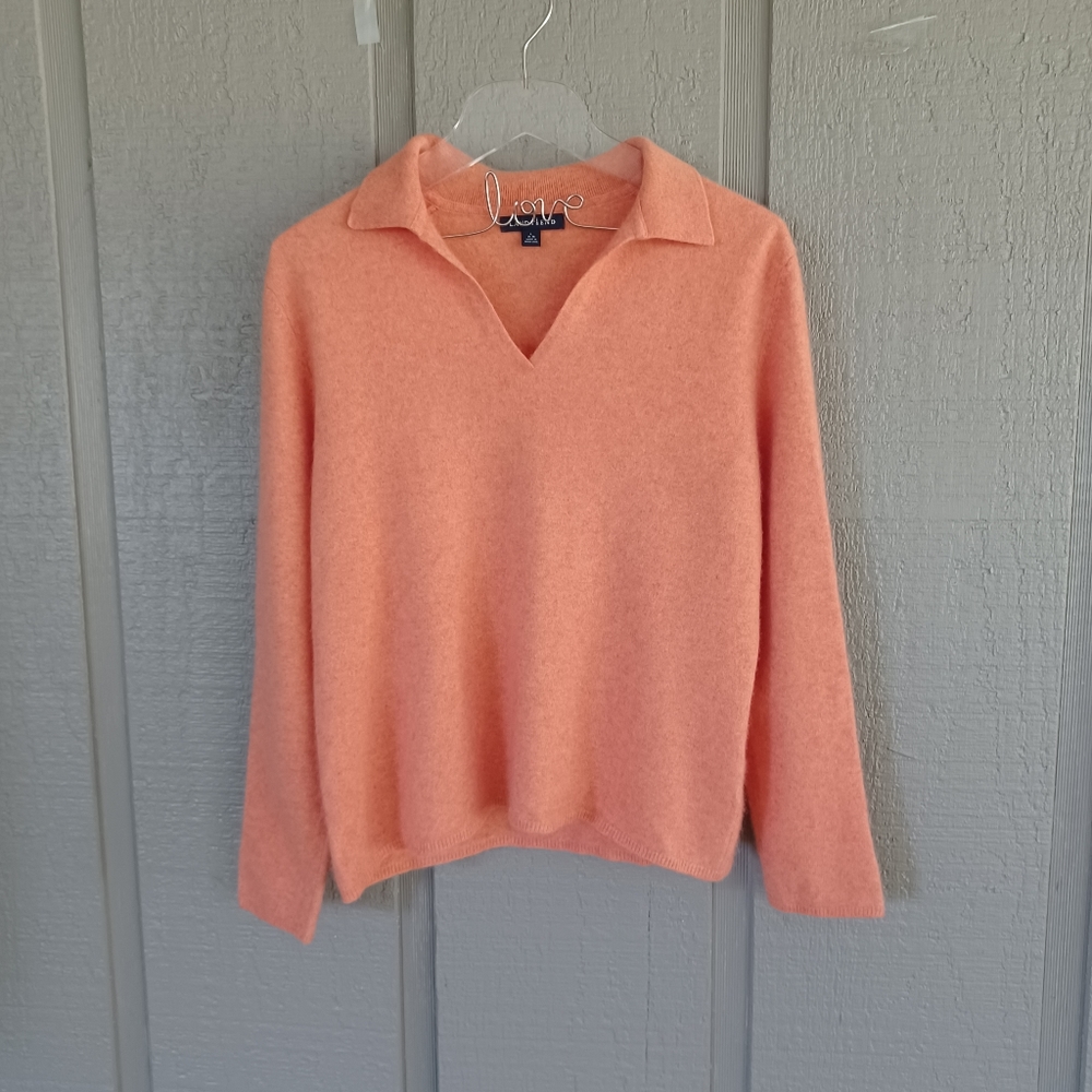 Lands End Polo Style Cashmere Sweater Size L 14 16